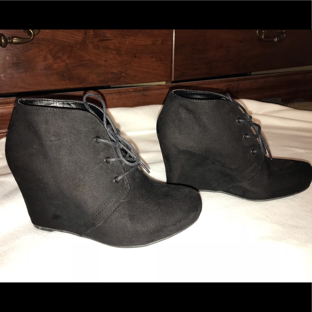 Lace-Up Wedge Booties